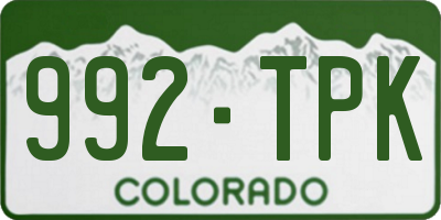 CO license plate 992TPK