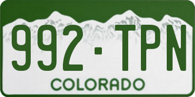 CO license plate 992TPN