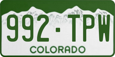 CO license plate 992TPW
