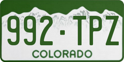 CO license plate 992TPZ