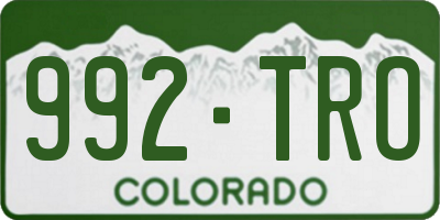 CO license plate 992TRO