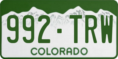 CO license plate 992TRW