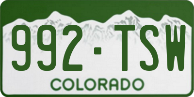 CO license plate 992TSW