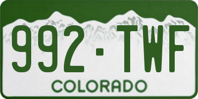 CO license plate 992TWF