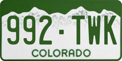 CO license plate 992TWK