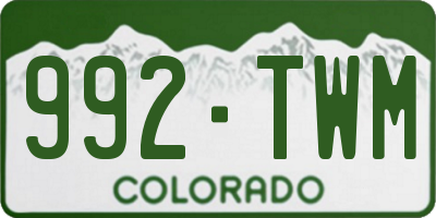 CO license plate 992TWM