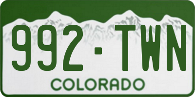 CO license plate 992TWN
