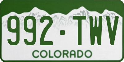 CO license plate 992TWV