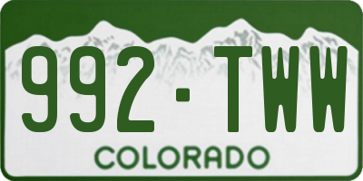 CO license plate 992TWW