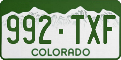 CO license plate 992TXF