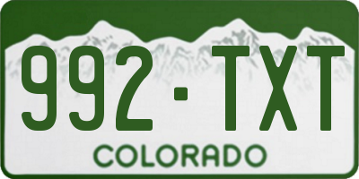CO license plate 992TXT