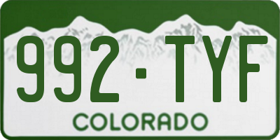 CO license plate 992TYF