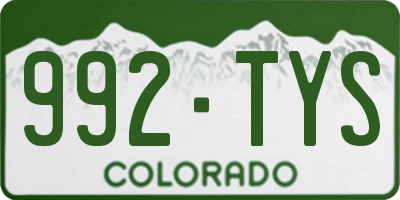 CO license plate 992TYS