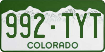 CO license plate 992TYT