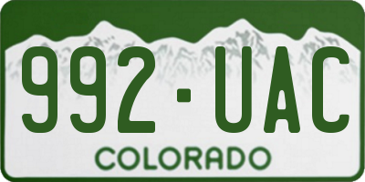CO license plate 992UAC
