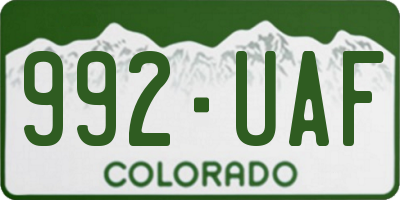 CO license plate 992UAF