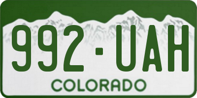CO license plate 992UAH