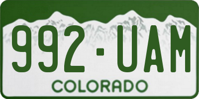 CO license plate 992UAM