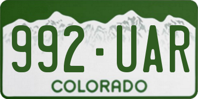 CO license plate 992UAR