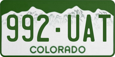 CO license plate 992UAT
