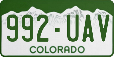 CO license plate 992UAV