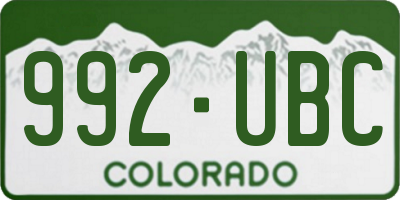 CO license plate 992UBC