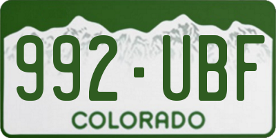 CO license plate 992UBF