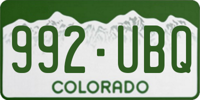 CO license plate 992UBQ
