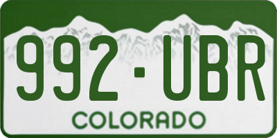 CO license plate 992UBR
