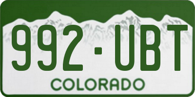 CO license plate 992UBT