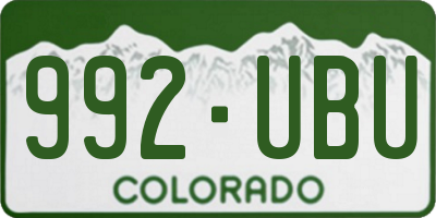 CO license plate 992UBU