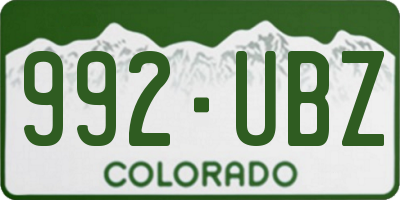 CO license plate 992UBZ
