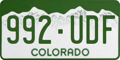 CO license plate 992UDF