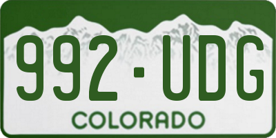CO license plate 992UDG