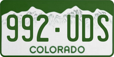CO license plate 992UDS