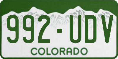CO license plate 992UDV