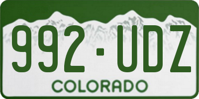 CO license plate 992UDZ