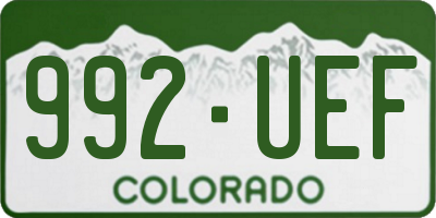CO license plate 992UEF