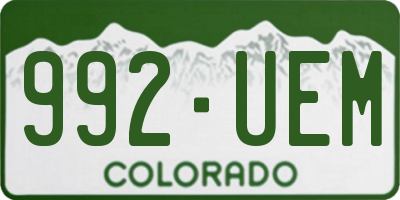 CO license plate 992UEM