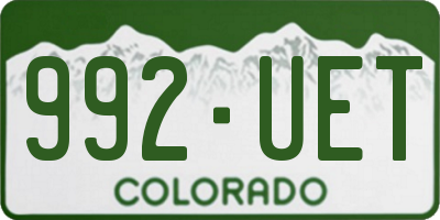 CO license plate 992UET