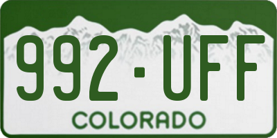 CO license plate 992UFF