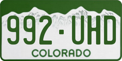 CO license plate 992UHD