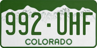 CO license plate 992UHF