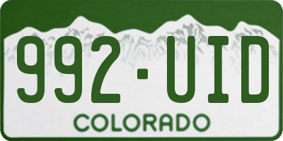 CO license plate 992UID