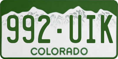 CO license plate 992UIK