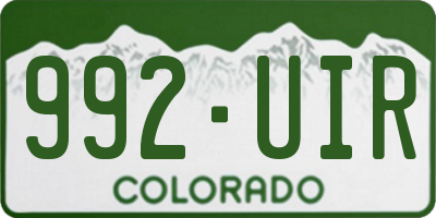 CO license plate 992UIR