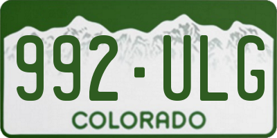 CO license plate 992ULG