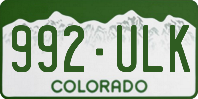 CO license plate 992ULK