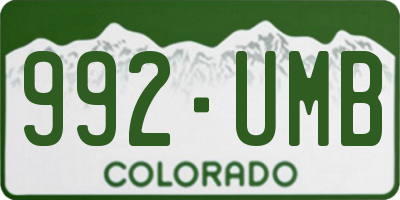 CO license plate 992UMB