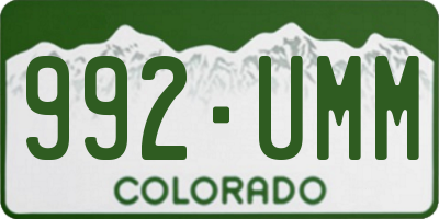 CO license plate 992UMM